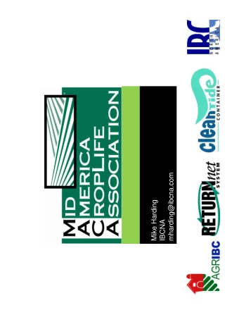 mharding@ibcna.com  Mike Harding  IBCNA  Manufacturer of IBCs  Michigan, Georgia, and 2011/12