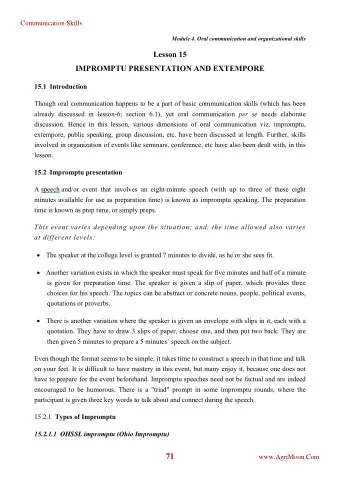 71  www.AgriMoon.Com  Communication Skills  In this type, the speaker is provided with seven