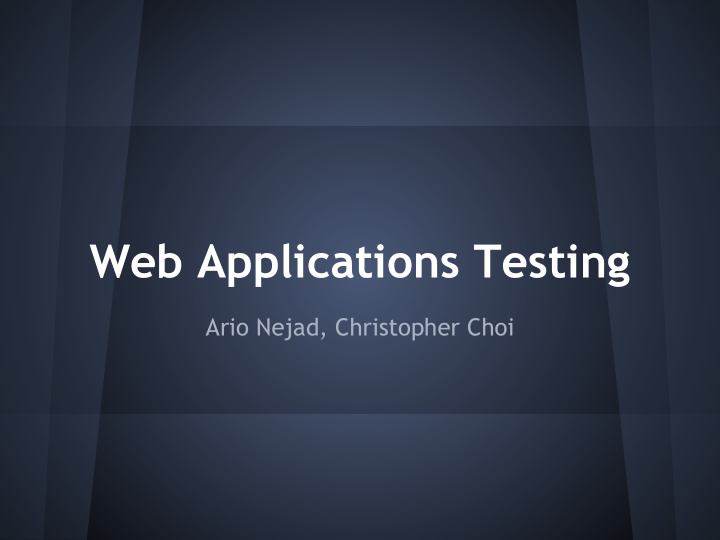 web applications testing