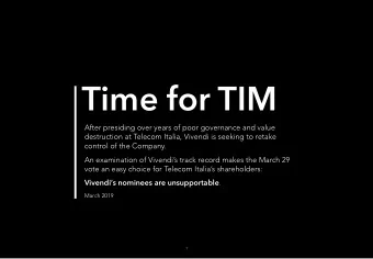 Time for TIM  After presiding over years of poor governance and value  destruction at Telecom