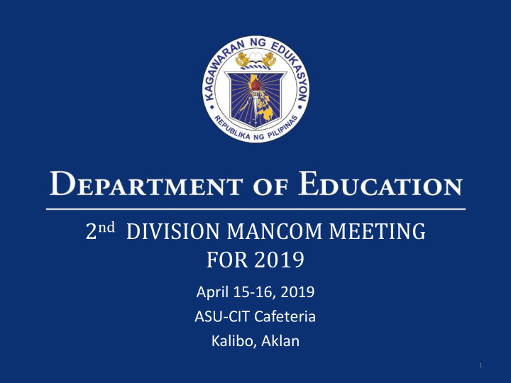 2 nd division mancom meeting for 2019