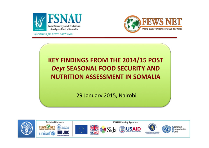key findings from the 2014 15 post deyr seasonal food
