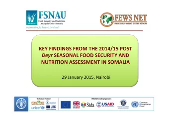KEY  FINDINGS  FROM  THE  2014/15  POST  Deyr   SEASONAL  FOOD  SECURITY
