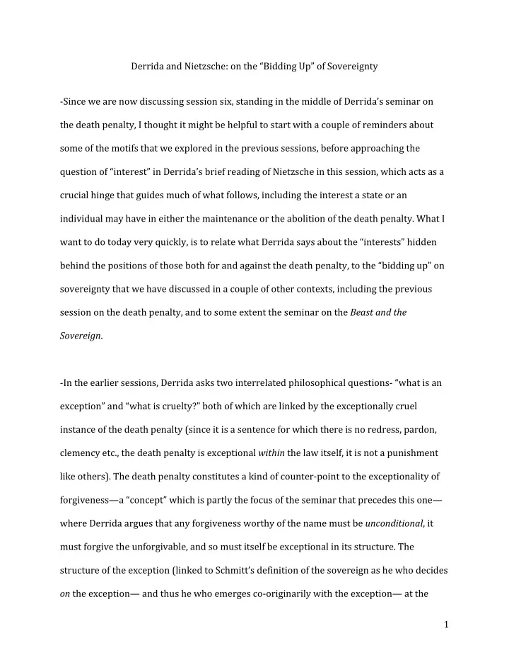 derrida and nietzsche on the bidding up of sovereignty