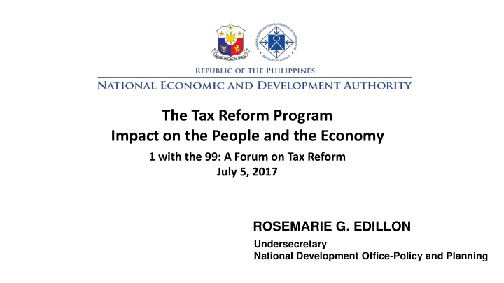 the tax reform program impact on the people and the