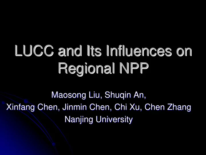 lucc and its influences on lucc and its influences on