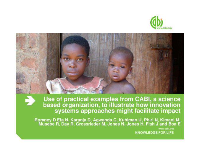 use of practical examples from cabi a science based