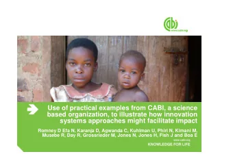 Use of practical examples from CABI, a science  based organization, to illustrate how innovation