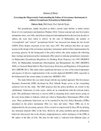 Abstract of Thesis  Governing the Misgoverned: Understanding the Failure of Governance Instruments