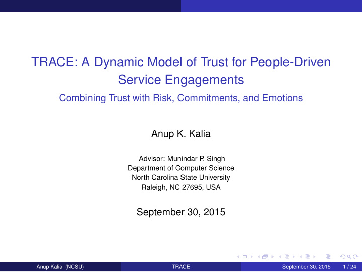 trace a dynamic model of trust for people driven service