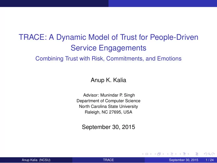 trace a dynamic model of trust for people driven service