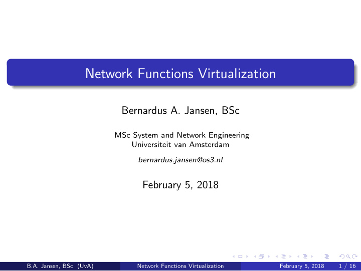 network functions virtualization