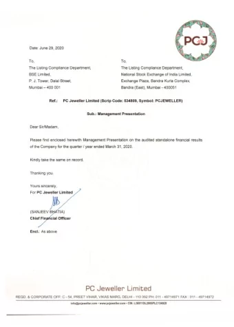 PC Jeweller  Limited  REGD. &amp; CORPORATE OFF: C - 54, PREET VIHAR, VIKAS MARG, DELHI - 110 092