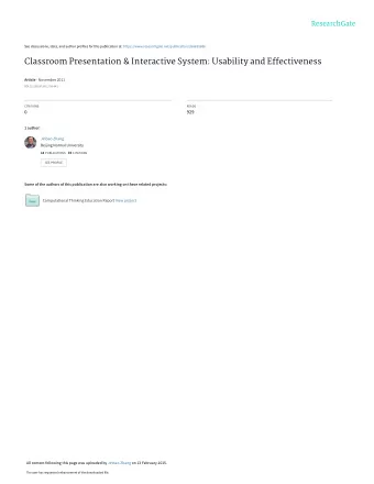 Classroom Presentation &amp; Interactive System: Usability and Effectiveness Article  November