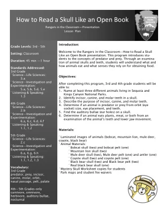 How to Read a Skull Like an Open Book Rangers in the Classroom  Presentation  Lesson  Plan