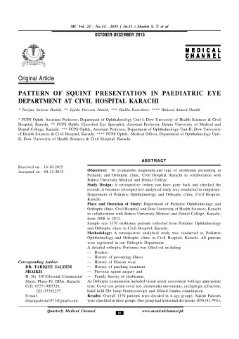 Original Article  PATTERN OF SQUINT PRESENTATION IN PAEDIATRIC EYE  DEPARTMENT AT CIVIL HOSPITAL