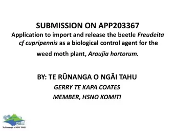 SUBMISSION ON APP203367 Application to import and release the beetle Freudeita cf cupripennis as a