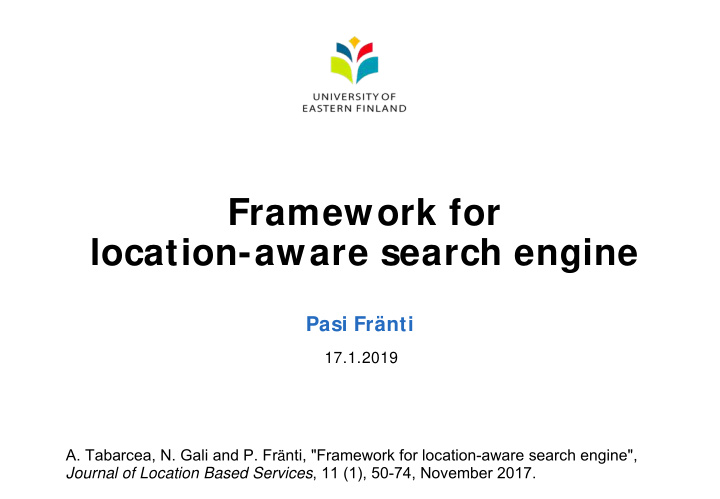 framework for location aware search engine