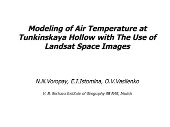 V. B. Sochava Institute of Geography SB RAS, Irkutsk Study area  Characteristics of altitudinal