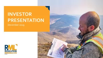 INVESTOR  PRESENTATION  December 2019  1  CORPORATE SNAPSHOT Len Dean Chairman Capital Structure 3