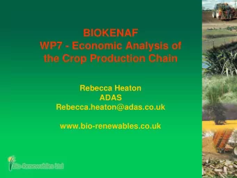 BIOKENAF  WP7 - Economic Analysis of  the Crop Production Chain  Rebecca Heaton  ADAS