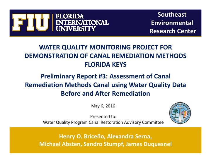 water quality monitoring project for demonstration of