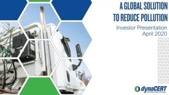 Investor Presentation  April 2020  Forward Looking Statement  This presentation is based upon