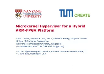 Microkernel Hypervisor for a Hybrid  ARM-FPGA Platform Khoa D. Pham, Abhishek K. Jain, Jin Cui,