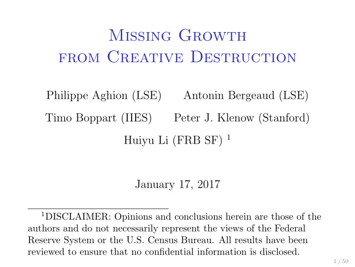 missing growth from creative destruction