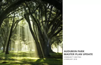 AUDUBON PARK  MASTER PLAN UPDATE  COMMUNITY MEETING  6 FEBRUARY 2018  AGENDA  - Organizing