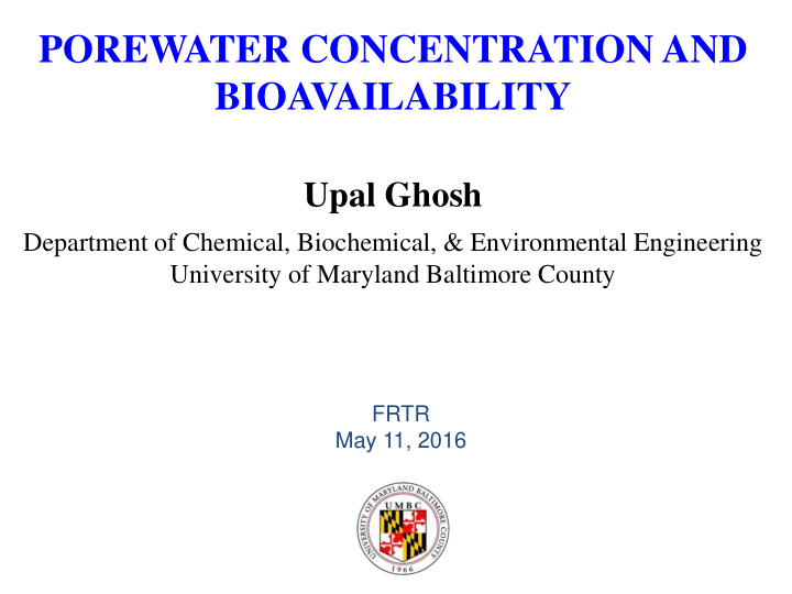 porewater concentration and bioavailability