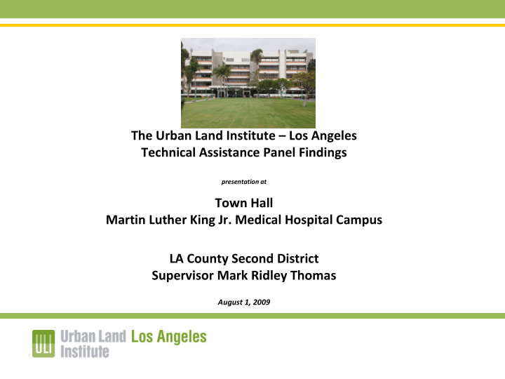 the urban land institute los angeles technical assistance