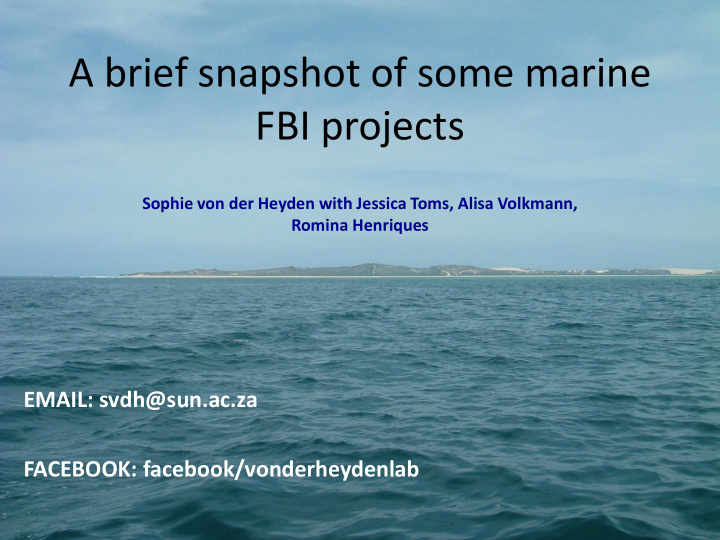 a brief snapshot of some marine fbi projects