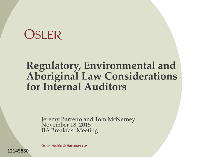 regulatory environmental and aboriginal law