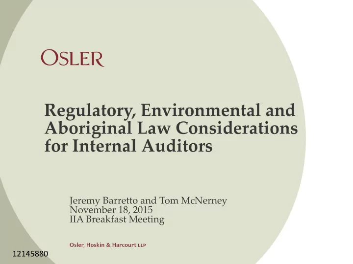 regulatory environmental and aboriginal law