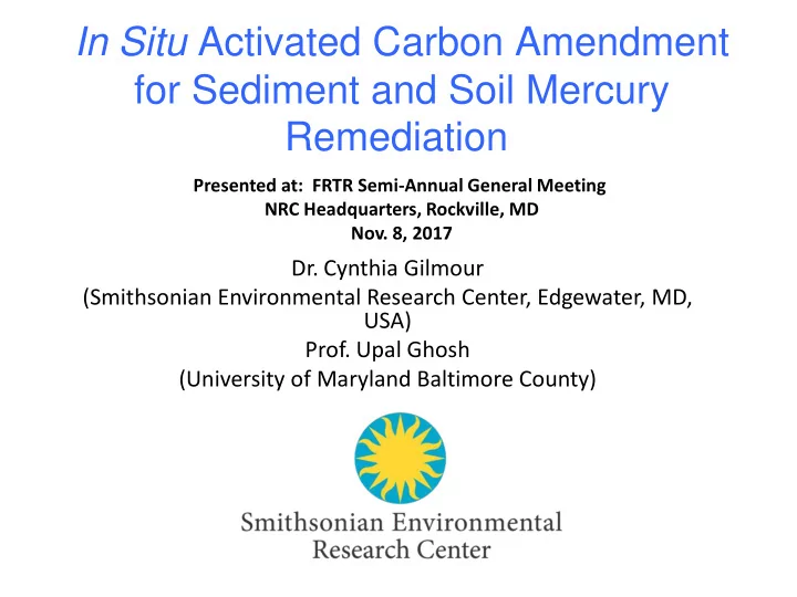 in situ activated carbon amendment for sediment and soil