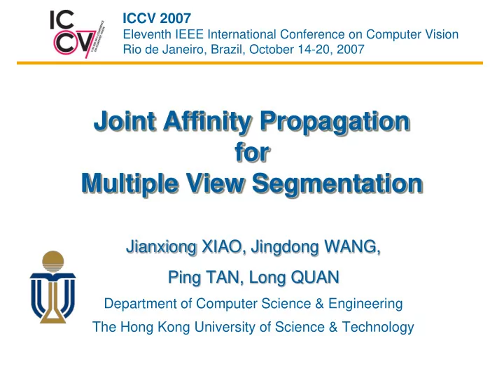 joint affinity propagation