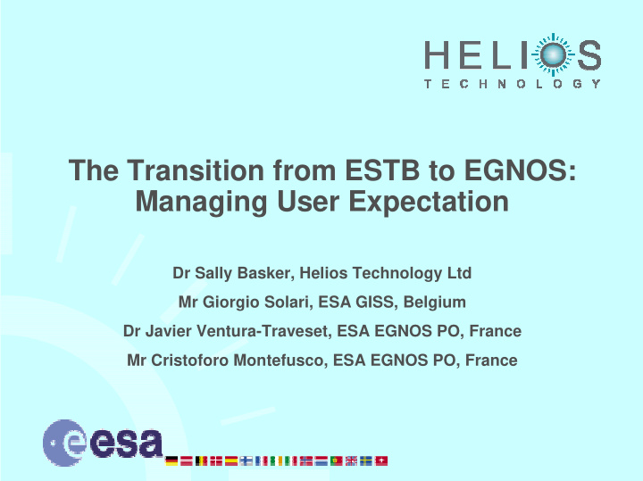the transition from estb to egnos managing user
