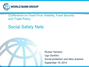 Social Safety Nets  Ruslan Yemtsov  Ugo Gentilini  Social protection and labor practice  September
