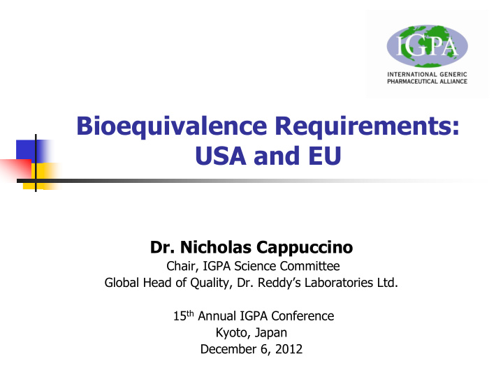 bioequivalence requirements usa and eu