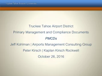 Primary Management and Compliance Documents  PMCDs  Jeff Kohlman | Airports Management Consulting