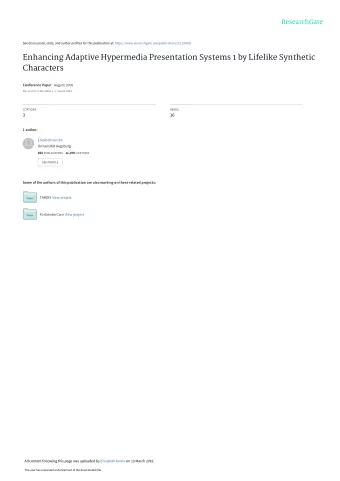 Enhancing Adaptive Hypermedia Presentation Systems 1 by Lifelike Synthetic  Characters Conference
