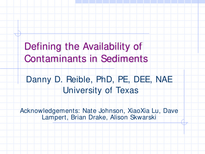 defining the availability of contaminants in sediments