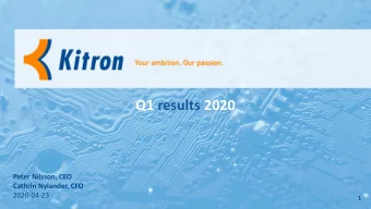 Q1 results 2020  Peter Nilsson, CEO  Cathrin Nylander, CFO  2020-04-23  1  Strong overall