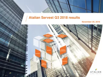 Atalian Servest Q3 2018 results  November 29, 2018  Disclaimer  Certain statements in this