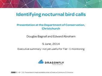 Identifying nocturnal bird calls  Presentation at the Department of Conservation  Christchurch