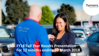 For 12 months ending 31 March 2018 TURNERS AN INTEGRATED AUTOMOTIVE GROUP  Turners Automotive