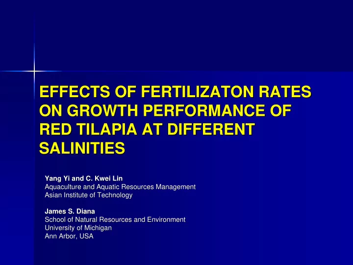 effects of fertilizaton rates effects of fertilizaton