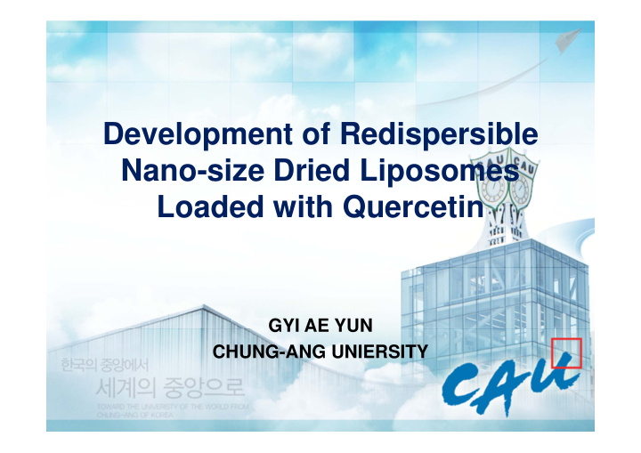 development of redispersible nano size dried liposomes