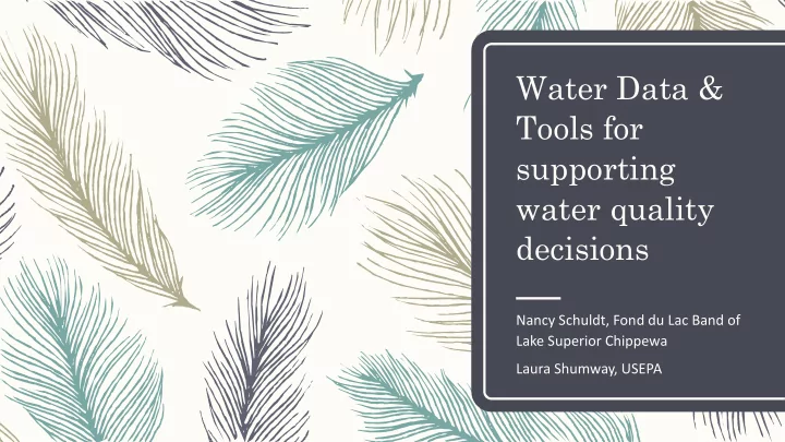 water data tools for supporting water quality decisions
